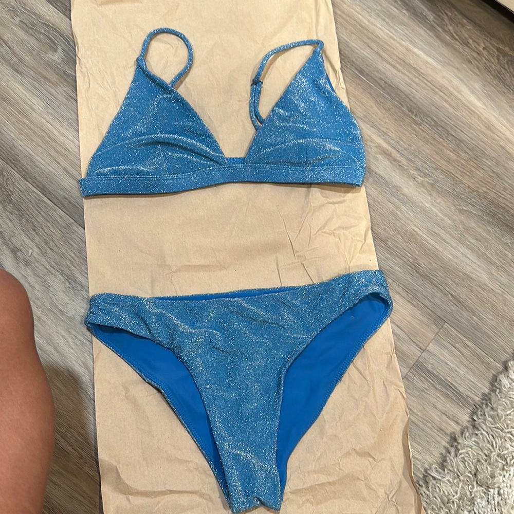 Mikoh women’s medium blue sparkle bikini